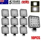 10PCS 80W FLOOD LED Work Lights 12V 24V Boat Camping Square 4inch Bar