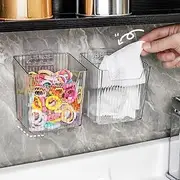 MAKIOTEKO 2 Pack Storage Organizer Bins, Wall Mount Organizer Clear Plastic Cabinet Containers Makeup Organizer for Fridge Wall Kitchen Bathroom Countertops Pantry