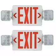 2Pcs-Pack Red LED EXIT Sign Light Combo with 90 min Emergency back up