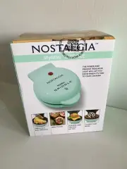 NEW! Nostalgia My Mini Personal Electric Waffle/Pancake Maker Griddle 5" -Teal