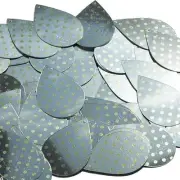 Teardrop Sequin 1.5" Yellow Polka Dot on Silver Metallic