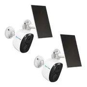 Wireless Security Camera*2 Home CCTV House Indoor Outdoor WiFi Surveillance System Waterproof with Solar Panel Battery