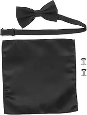 [GAROZATION] Men's Silk Bow Ties Set Handkerchief Cufflinks Tuxedo Accessories for Wedding Business Party