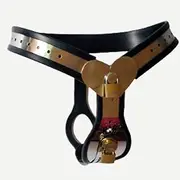 SAHOOSAFETY Sexy Leather Panties Chastity Belt Set Women Adjustable Chastity Panties With Invisible Chastity Belt SM Bondage Sex Toys For Women(120-130cm)
