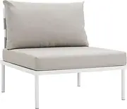 [Modway] Harmony Outdoor Patio Armless Chair in White Beige - Modern Sectional Furniture Series - Options: Chair - Loveseat - Corner - Ottoman - Tables