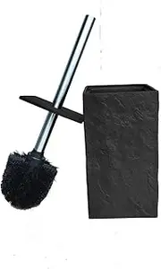 [WENDIN] 2.2 pounds toilet brush and holder set Resin square marble finishing Holder Stainless Steel brush Handle short design hard Bristle Scrub Brushes Set (Black)