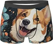 [QMNEHJ] Corgi Pattern Men's Boxer Briefs Breathable Stretch Underwear Moisture-Wicking Trunks for Men