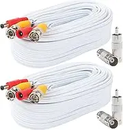 Postta BNC Video Power Cable (2 Pack 60 Feet) Pre-Made All-in-One Video Security Camera Cable Wire with Four Connectors for CCTV DVR Surveillance System
