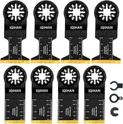 Titanium Oscillating Saw Blades, Premium Star-Lock Multitool Blades Kits for Metal, Wood and Plastic Compatible with Bosch Fein Makita Hitachi (8 PCS)