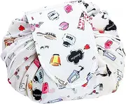 Large Capacity Lazy Makeup Bag - Waterproof Drawstring Toiletry Bag - Portable Cosmetic Storage Case for Travel - Ideal for Women and Girls (White)