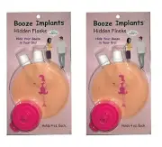 BOOZE IMPLANTS 4 oz HIDDEN FLASK NOVELTY GAG GIFT 2 COUNT