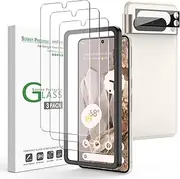 [amFilm] 3+1 Pack for Google Pixel 8 Pro Screen Protector 6.7" Tempered Glass, Ultrasonic Fingerprint Compatible, with Easy Installation Frame, Anti Scratch, Bubbles-Free, Case Friendly