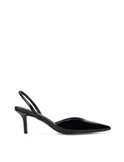 Yoco Slingback Kitten Heels - Black Patent Leather