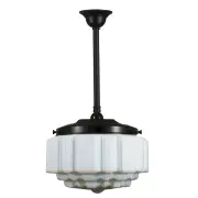 St Kilda Opal Matt 14&quot; Shade w 3/4&quot; x 1/2m Black Rod Pendant