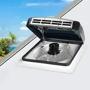 Manan Caravan Vent with 12V Fan(3 Speed),RV Trailer Shower Roof Hatch,Use in Rainy Day when Closed,Motorhome Air Ventilation Roof Cover,Stainless Steel Flyscreen,Reversible Airflow,355x355mm