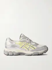 [Asics] Asics - + Emmi Gel-nyc™ Metallic Leather And Suede-trimmed Mesh Sneakers - Silver - UK 3 UK 3 Silver