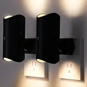 LED Night Light Plug in Dusk to Dawn Sensor: Adjustable Brightness Night Lights for Hallway Bedroom Stairway, 2 Pack