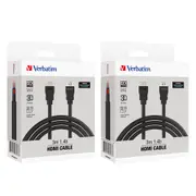 2PK Verbatim HDMI 4K Full HD 1.4b Display TV/Console High Speed Cable 3m - Black