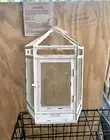 LANTERN - NWOT Pottery Barn white rustic wall lantern metal & glass, rope accent