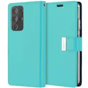 Goospery Samsung Galaxy S21 Ultra Rich Diary Wallet Flip Case Leather Card Slots Magnetic Cover (Aqua) S21U-RIC-MNT