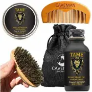 Beard Mustache Oil Growth Kit for Men - Tame Oil, Balm, Boars Brush, Comb, Bag