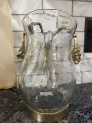 Glass Pitcher With Metal Flower Details