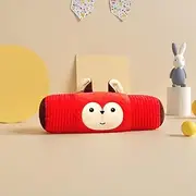 DAFORERAL Plush Pet Pillow Toy with Squeaker for Dogs and Cats, Soft Cylinder Shaped Cuddle Toy, Interactive Chew Toy for Boredom Relief (Rose red)