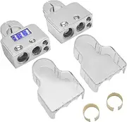 Car Battery Terminal Connectors Kit Digital Voltmeter Display 0 4 8 10 AWG Gauge Gold Vehicle Accessory Enhanced Performance for Efficient Power Management (B (Silver))
