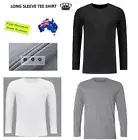 Men's Plain Blank heavy Cotton Basic Tee wear Tee T shirt Long Sleeve New AU