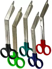 5 Count - 7.25" Bandage Scissors Multi Colored Set Bandage with Plastic Rings