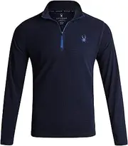 [Spyder] Men's Active Quarter Zip Sweatshirt - Lightweight Grid Fleece Athletic Mock Neck Pullover Sweatshirt (Sizes: S-XXL), Navy, Large