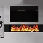 60 inch atomized flat inset electric fireplace, humidifier electric fireplace, low noise, 128 flame colors, mobile APP control with touch screen/negative ion sterilization/stainless steel housing(47.2