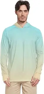 [RPLIFE] Blue Pink Gradient Mens Upf Hoodie, Mens Long Sleeve Beach Shirts, Cooling Hoodie for Men, Light Weight Hoodie