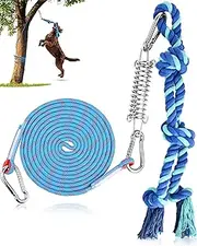 Petbobi Bungee Dog Toy, Tether Tug Outdoor Dog Toy for Pitbull Interactive & Exercise, Spring Pole Tether Tug of War Toy with Durable Rope, Outdoor Hanging Toys for Large Dogs Reduce Boredom, Blue