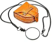 Monocle Pocket Monocle Brass Magnifying Glass Vintage magnifiers Retro Steampunk Magnifier with Leather Box Loupe Magnifier Reading Art Craft Gift Collectible Keepsake Stock Filler