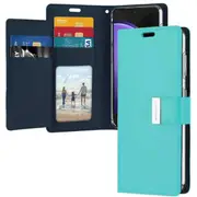 Goospery For Samsung Galaxy S23 FE Rich Diary Wallet Flip Case Leather Card Slots Magnetic Cover (Aqua)