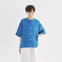 在飛比找momo購物網優惠-【Simply Yours 類似簡約】亞麻簡約短袖襯衫 藍F