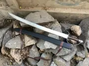 Handmade High Carbon Steel Pirate Cutlass Sword With Leather Scabbard