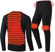[LIUHD] Heated Motorcycle Jacket Fleece Lined Underwear Set USB Charging Heating Underwear Washable Temperature Adjustable Outdoor in Winter