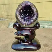 2.79LB Natural beautiful amethyst Dinosaur egg Quartz Crystal specimen healing