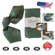 Luxurious Stonewashed Linen Napkins in Soft Rustic Green - Set of 4, 18 Inch
