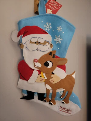 Christmas Stocking "Rudolph the Red Nosed Reindeer w Santa" U01P718