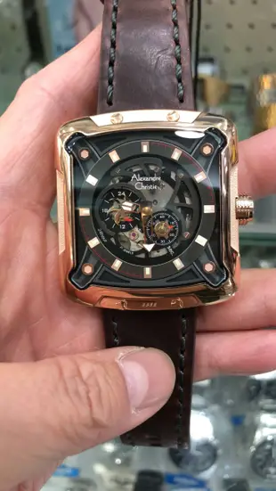 【金台鐘錶】Alexandre Christie (玫瑰金)自動上鍊機械 方型大錶徑男錶 (3030 MALRGBA)