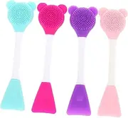PLAFOPE 4Pcs Double Head Silicone Facial Cleansing Brush Versatile Skin Care Mask Applicator Tools for Daily Cleansing and Makeup Removal