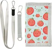 [Yoogain] Cartoon Cute Red Tomatos Blue men wallets for birthday gift minimalist slim wallets with lanyard, cartoon cute red tomatos blue, 1 size, Fashion
