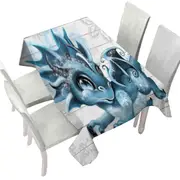 Cute Snowflakes Winter Lil Dragon Tablecloth