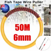 50M 6MM Wire Conduit Cable Push Puller Rodder Snake Fish Tape Wire Guide AU