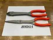 Snap-On Tools USA NEW 2 Piece ORANGE Long Needle Nose Pliers & Cutter Lot Set