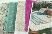 Elegant Picnic Spring Florals Quilt Kit W/ Backing 64" x 76" Flying Geese + Book