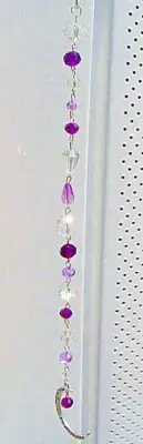 CRYSTAL MOON SUNCATCHER- PURPLES-PRISMS-MEDITATIONAL,-11"-HANDCRAFTED- # 944